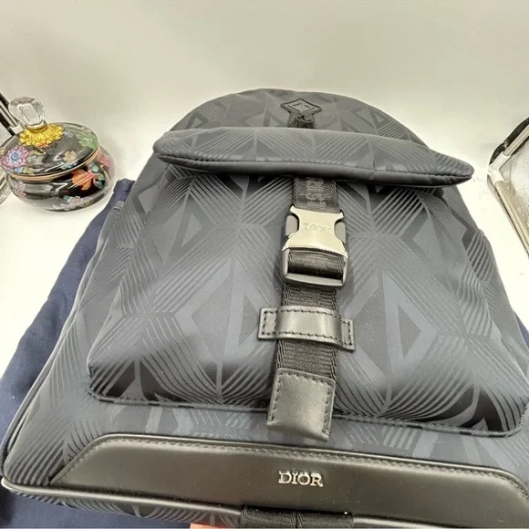 Dior diamond dark black backpack made in Italy NWT - Picture 13 of 13